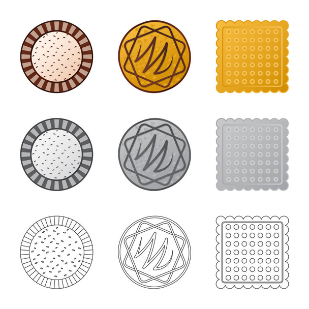 Vector design of biscuit and bake icon. Collection of biscuit and chocolate stock vector illustration. - Vektör, Görsel