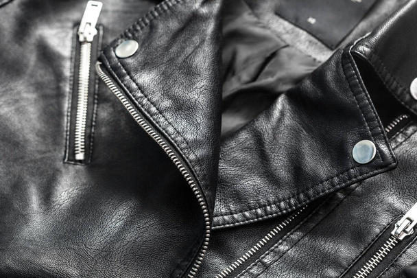 Female leather jacket on background,close up - Photo, image
