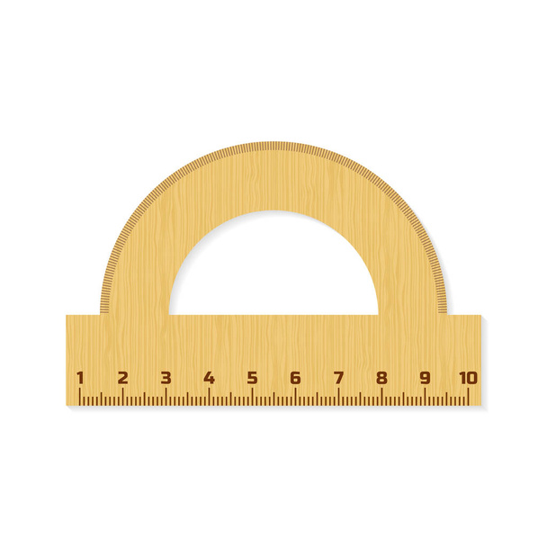 Protractor. Wooden Ruler. Instrument of Measurement. Vector illustration. - Vector, Image