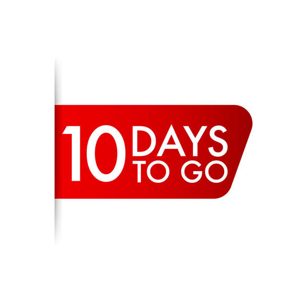 10 days to go Red ribbon. Vector illustration. - Vector, Image