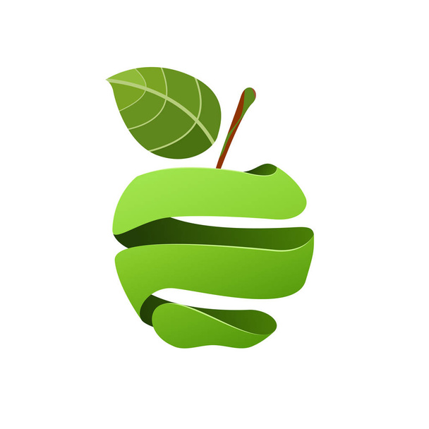 Vector teken gepelde groene appel - Vector, afbeelding