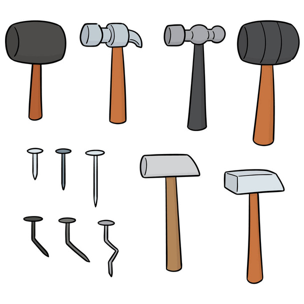 vector set of hammer and nails - Vector, Image