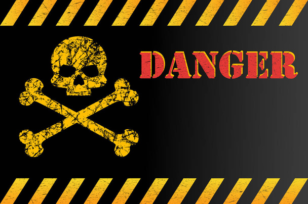 Warning sign of danger with skull, with space for text explanation. Effect, grunge, worn, scratched. Vector illustration for your design. Eps 10. - Vector, Image