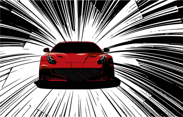 speed red Super Car Vector illustration in the road - Vector, Image