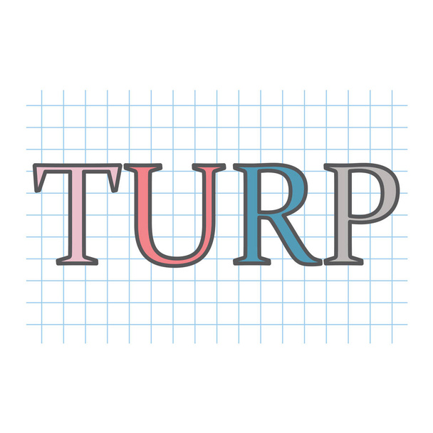 市松模様の紙ベクトル図に書かれた Turp (経尿道的前立腺切除術) の頭字語 - ベクター画像