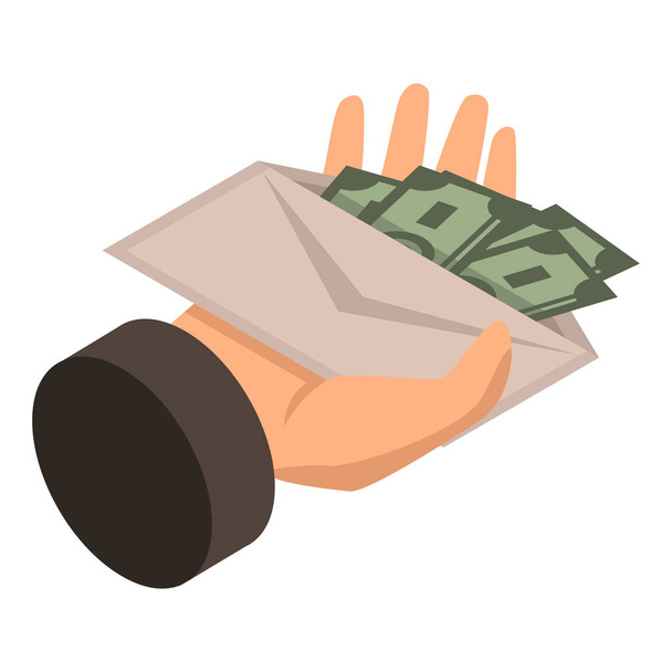 Bribery give envelope money icon, isometric style - Vector, imagen