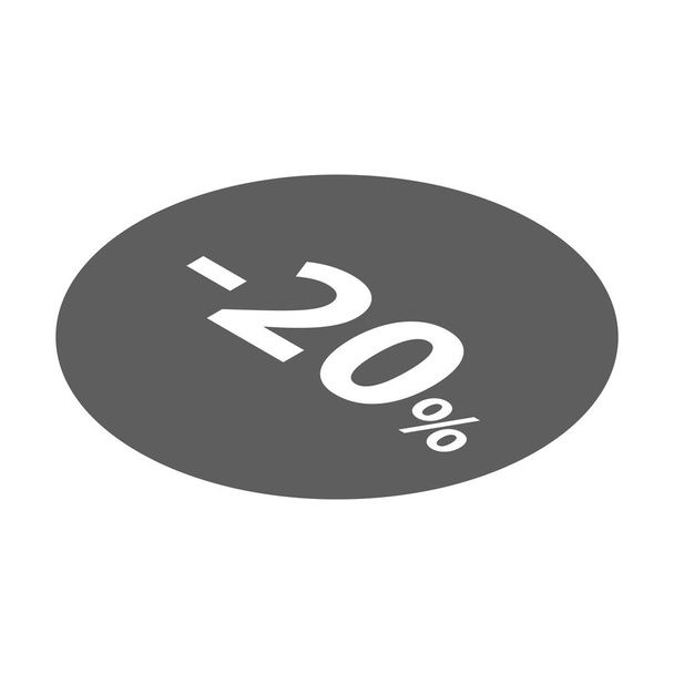 Minus 20 percent sale black icon, isometric style - Vetor, Imagem