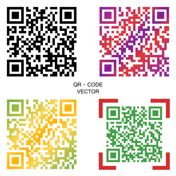 Code QR vectoriel. Une sélection de codes multicolores. Éléments pour votre design. Eps
. - Vecteur, image