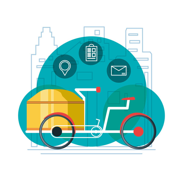 bicycle for logistic service isolated icon - Vector, Image