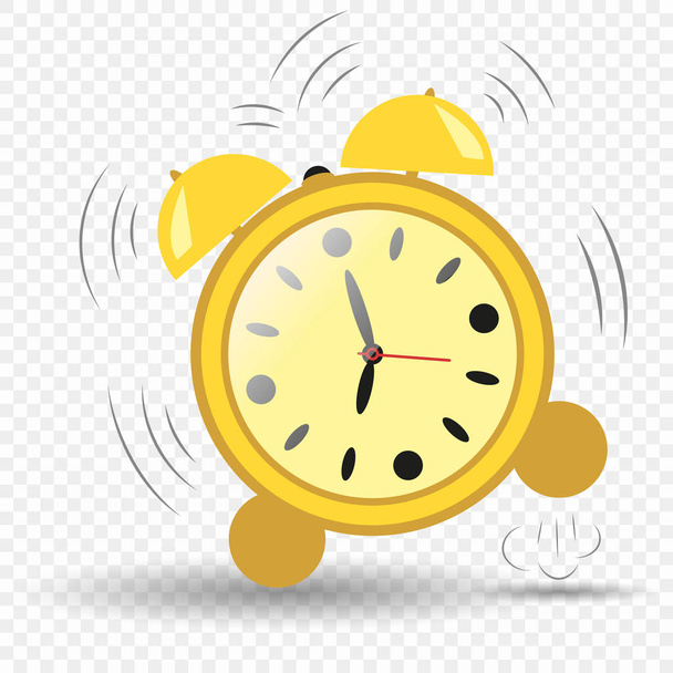 Clock, alarm clock seven hours. Alarm clock jumping. Ringing alarm clock. Vector element isolated on transparent background. Illustration for your design. Eps. - Vector, Image