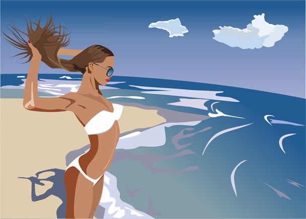 girl on the beach - Vector, Image