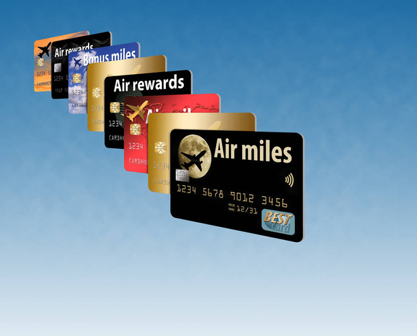 Tässä on lentokilometrejä palkintoja, kanta-asiakas, luottokortti
. - Valokuva, kuva