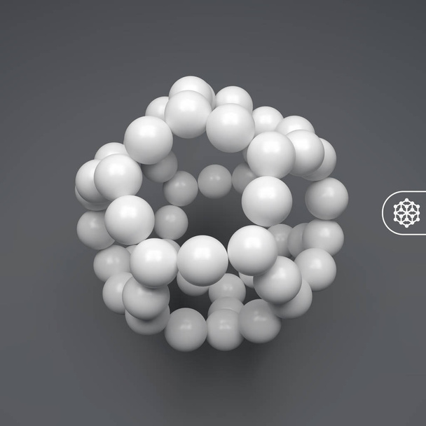 Molecular structure with spheres. 3d vector Illustration. Can be used for marketing, website, presentation. - Vektor, Bild