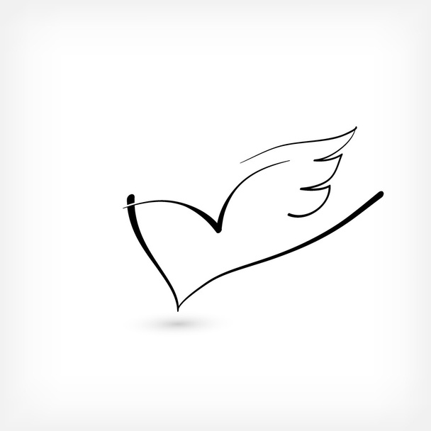 Heart with wings as a minimal logo for free love - Vector, Image