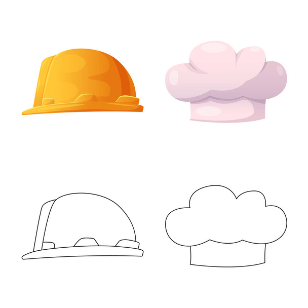 Vector design of headgear and cap icon. Set of headgear and accessory stock vector illustration. - Vector, afbeelding