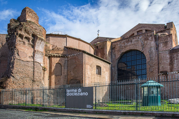 Rome, Italy - March 21, 2018:  Baths of Diocletian were the largest of the imperial public baths in ancient Rome, now it is a museum - Photo, image