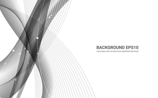 黒と白の抽象的な線滑らかな曲線の背景。ベクトル イラスト コピー スペース モダンなデザイン コンセプト. - ベクター画像