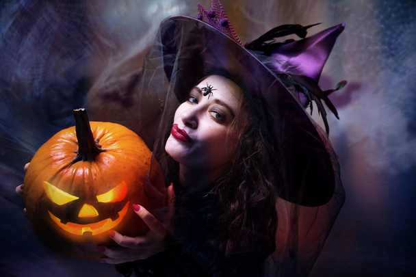 woman wearing halloween costume. Holiday - Fotoğraf, Görsel