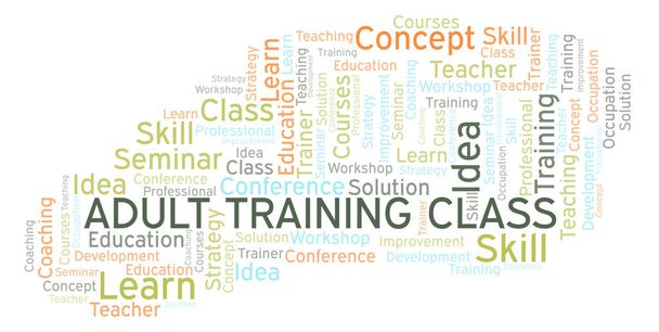 大人のトレーニング クラスの単語の雲。テキストのみで作られた Wordcloud. - 写真・画像