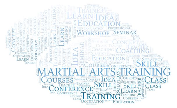 Martial Arts opleiding word cloud. Wordcloud gemaakt met alleen tekst. - Foto, afbeelding