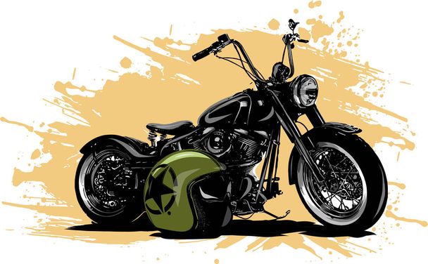Vintage Chopper Motocicleta Poster ilustración
 - Vector, Imagen