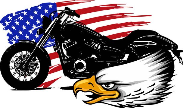 vettore di una moto con la testa aquila e bandiera americana
 - Vettoriali, immagini