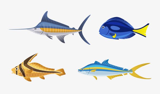 Fish characters. Cartoon vector illustration - Вектор, зображення