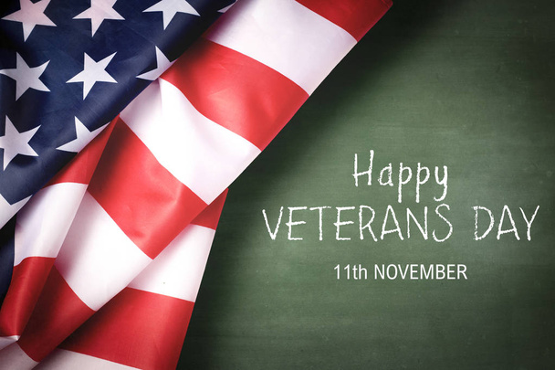 Happy Veterans Day with American flag - Foto, Imagem