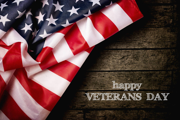Happy Veterans Day with American flag - Foto, Imagen