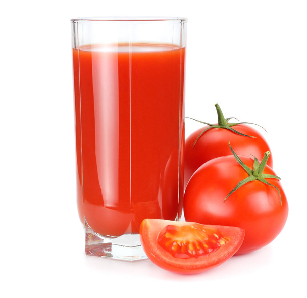 tomato juice isolated on white background. juice in glass - Фото, зображення