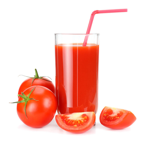 tomato juice isolated on white background. juice in glass - Valokuva, kuva