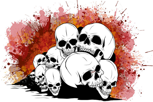 cráneo y huesos cruzados. cráneos humanos Cráneos y huesos con poca profundidad de campo
 - Foto, imagen