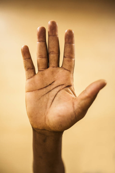 palm of an African man's hand - 写真・画像