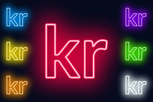 Neon Krone segno in varie opzioni di colore su uno sfondo scuro
 . - Vettoriali, immagini
