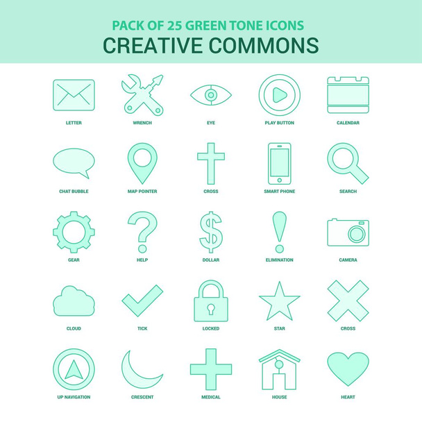 25 Conjunto de ícones verdes Creative Commons
 - Vetor, Imagem