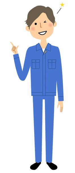 Working young man, Finger pointing/Illustration of a young working man lying on the finger. - Vector, Image