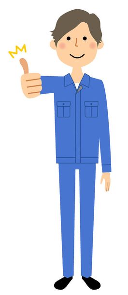 Working young man, Thumbs up/It is an illustration of a male worker doing a thumbs up. - Vector, Image