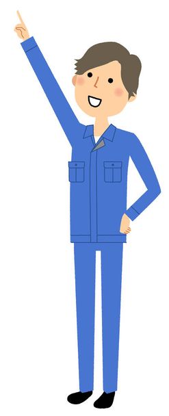 Working young man, Finger pointing/It is an illustration of a male worker pointing a finger. - Vector, Image