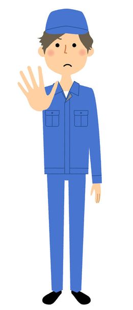 Working young man, To stop/It is an illustration of a male worker to stop. - Vector, Image