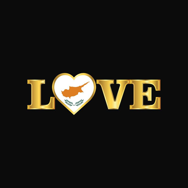 Golden Love typography Cyprus flag design vector - Vecteur, image