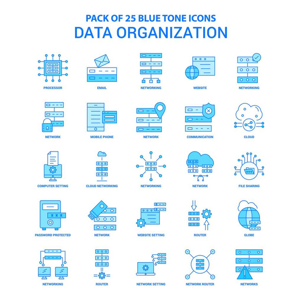Údaje organizace Blue Tone Icon Pack - 25 sady ikon - Vektor, obrázek