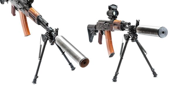 Refleks görme ve Ak-47 makinalı atanan susturucu - Fotoğraf, Görsel