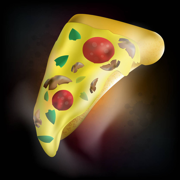 De vector hete pizza in donkere Toon beeld voor achtergrond. - Vector, afbeelding