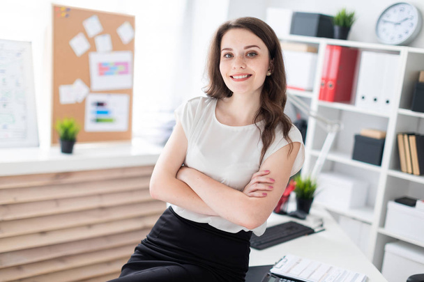 Beautiful young businesswoman working in a bright office.  - Fotografie, Obrázek