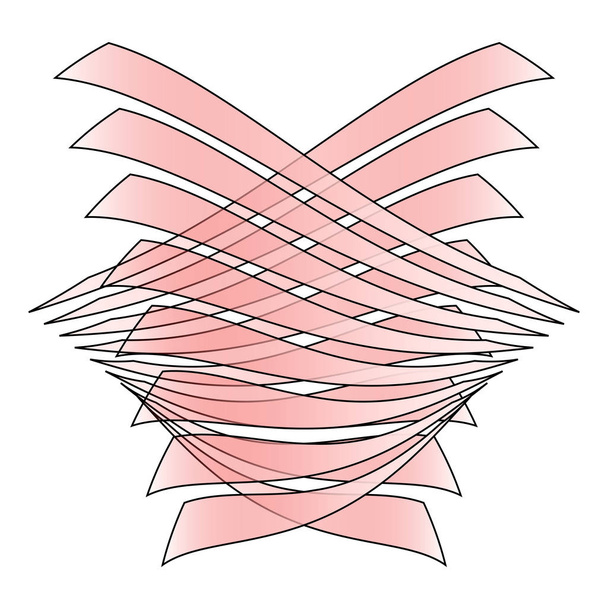 Curved planes are intersecting on white background - vector - Vector, Image