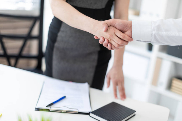 business people handshaking in bright office  - Photo, Image