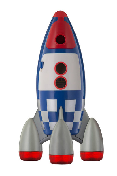 Чайлдс пластиковые ракеты космический корабль изолированы на белом фоне
 - Фото, изображение