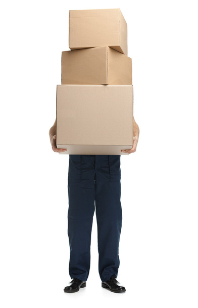Workman delivers the parcel - 写真・画像
