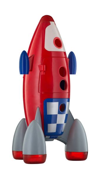 Childs foguete plástico nave espacial isolada no fundo branco
 - Foto, Imagem