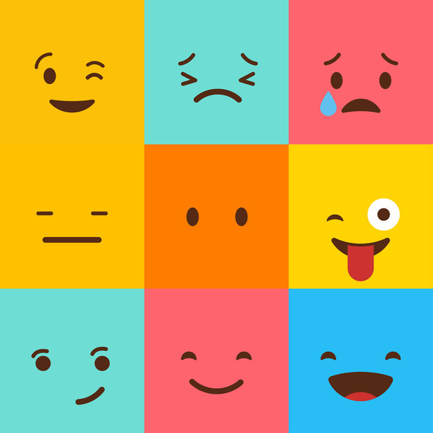 Πολύχρωμα τετράγωνα emojis οριστεί διάνυσμα - Διάνυσμα, εικόνα